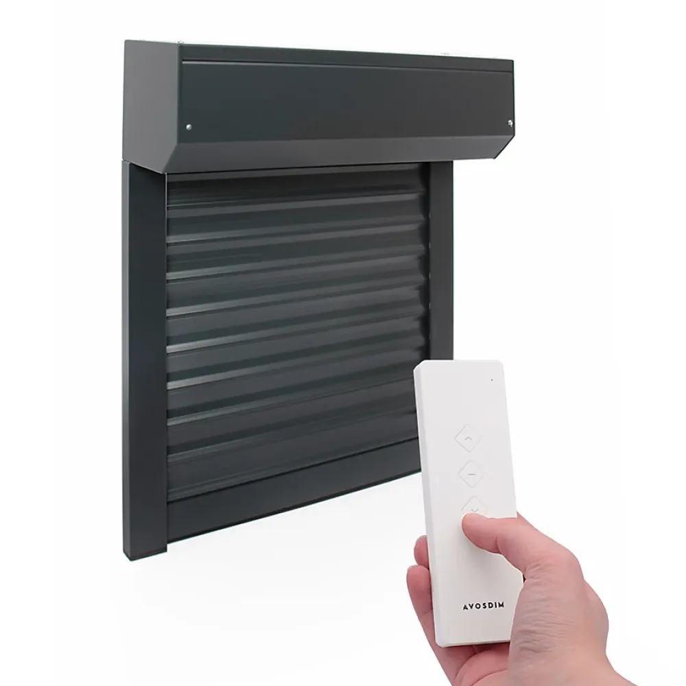 Avosdim Volet Roulant Électrique Radio - Alu Gris Anthracite - L180 x H215 cm - Motorise - Recoupable- Volet Roulant
