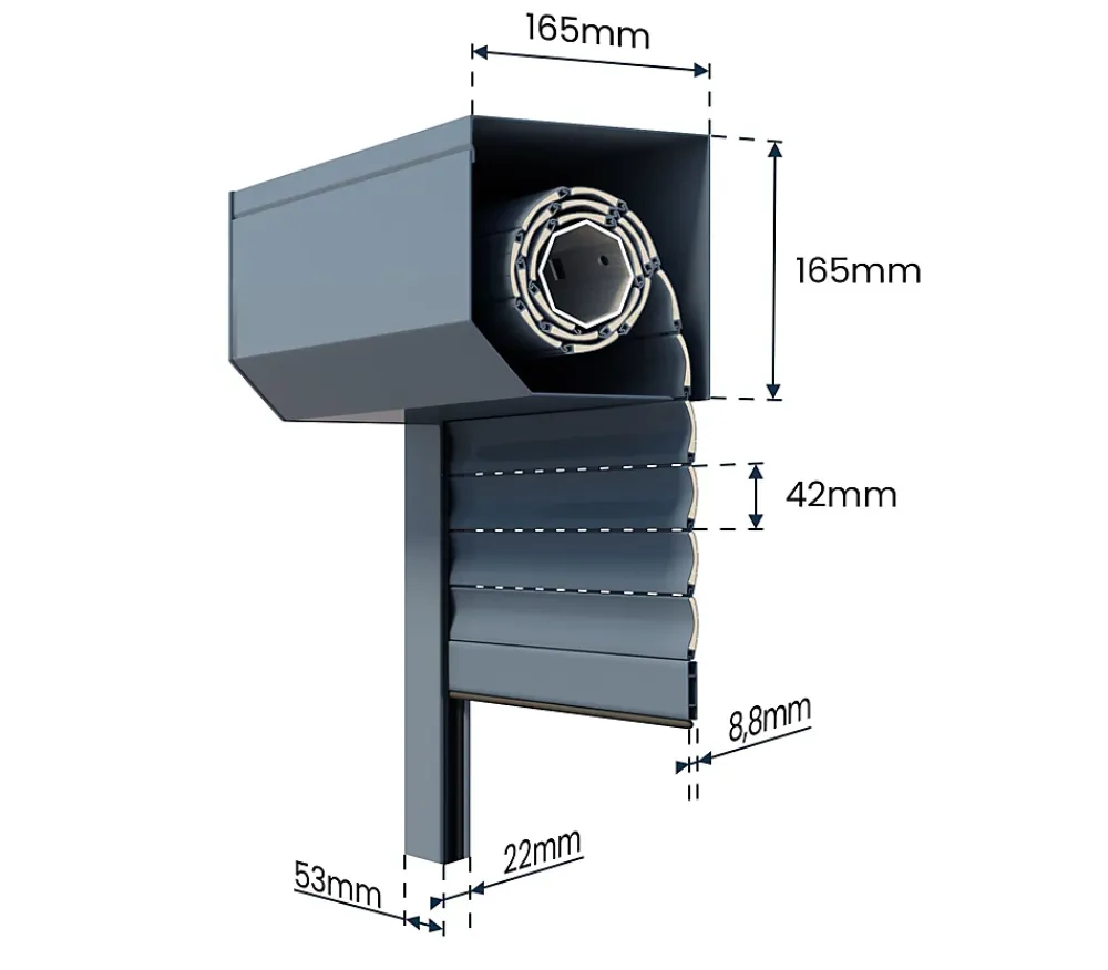 Avosdim Volet Roulant Électrique Radio - Alu Gris Anthracite - L180 x H215 cm - Motorise - Recoupable- Volet Roulant