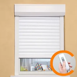 Volet-Moustiquaire Volet roulant recoupable radio H140 cm x L150 cm ALU Blanc, fabriqué en France- Volet Roulant