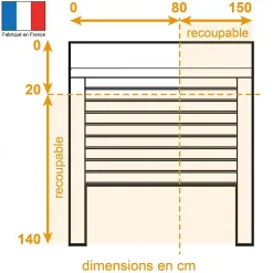 Volet-Moustiquaire Volet roulant recoupable radio H140 cm x L150 cm ALU Blanc, fabriqué en France- Volet Roulant