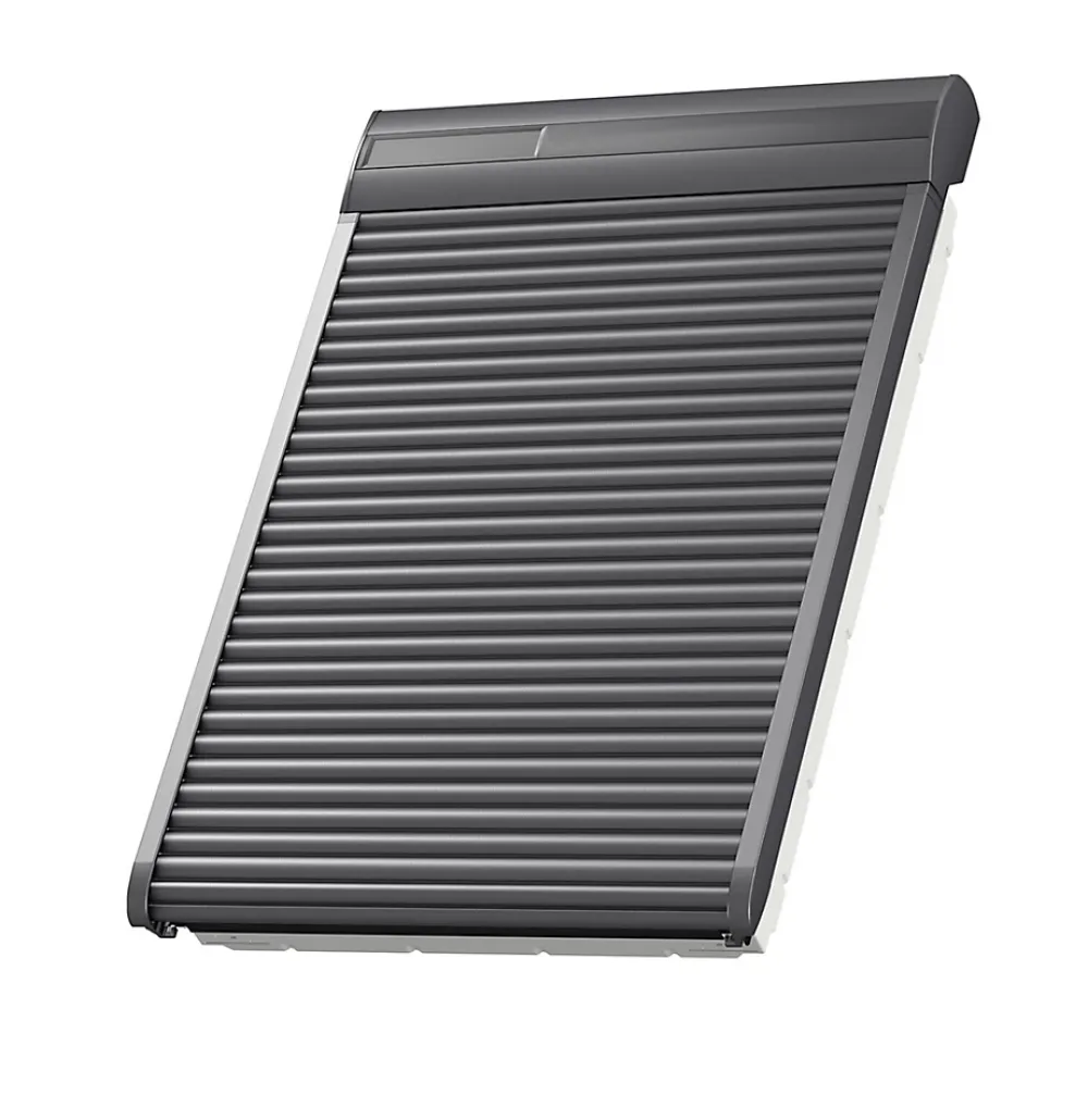 Velux Volet Roulant De Fenêtre De Toit|Volet Roulant De Fenêtre De Toit<Volet roulant rigide pour fenêtre de toit, gris anthracite, à énergie solaire, l.134 x H.140 cm, SSL UK08 0000S