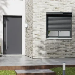 Fortia Volet roulant solaire aluminium anthracite - ouverture motorisée - - l.120 x H.135 cm- Volet Roulant