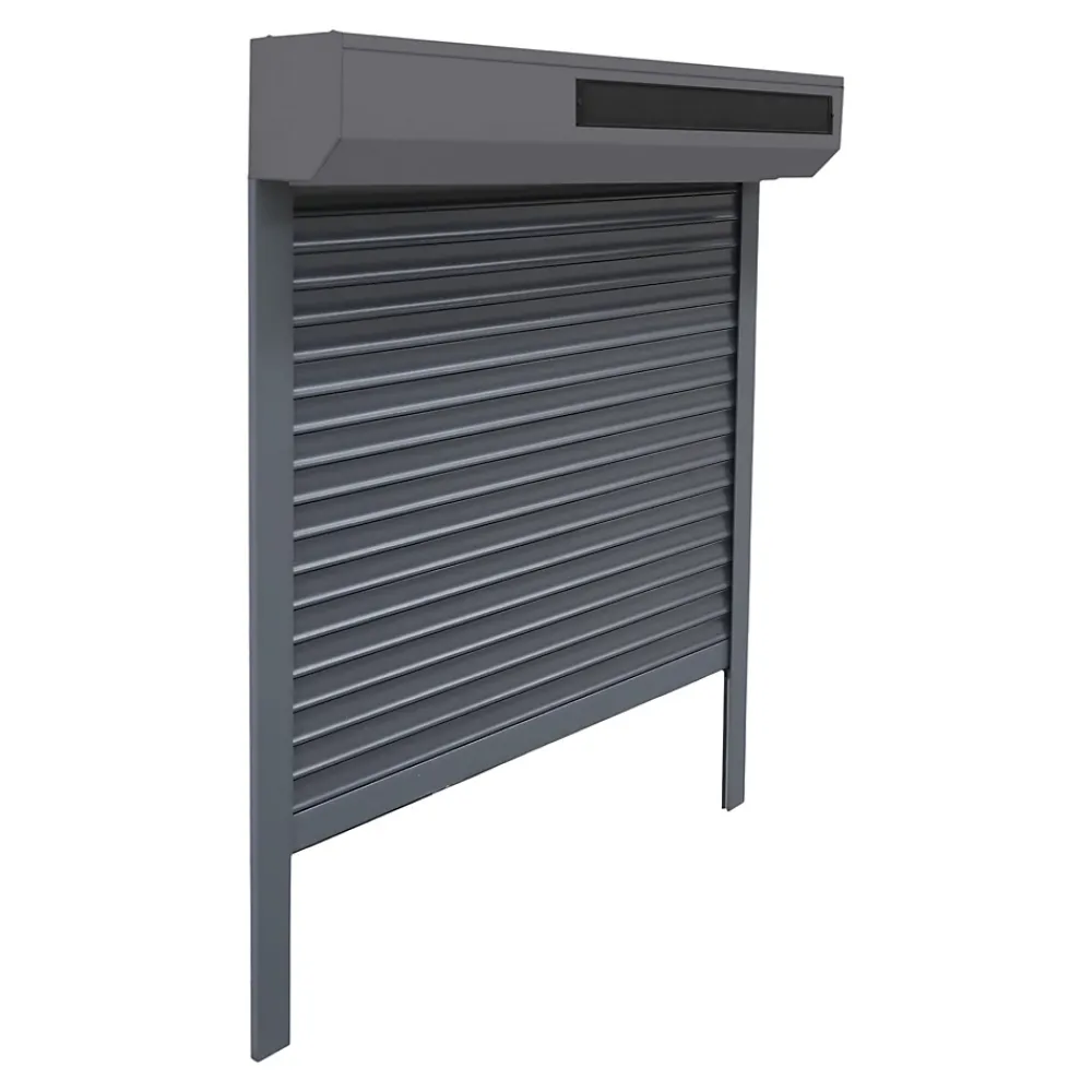 Fortia Volet roulant solaire aluminium anthracite - ouverture motorisée - - l.240 x H.215 cm- Volet Roulant