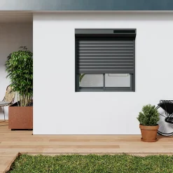 Fortia Volet roulant solaire aluminium anthracite - ouverture motorisée - - l.100 x H.125 cm- Volet Roulant