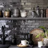 Concept Mosaïque Véritable BEJMAT artisanal marocain 4.5 x 14.5 cm NOIR- Faïence Unie|Faïence Pour Cuisine