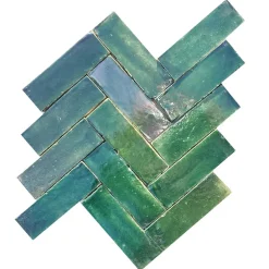 Concept Mosaïque Véritable BEJMAT artisanal marocain 4.5 x 14.5 cm VERT- Faïence Unie|Faïence Pour Cuisine