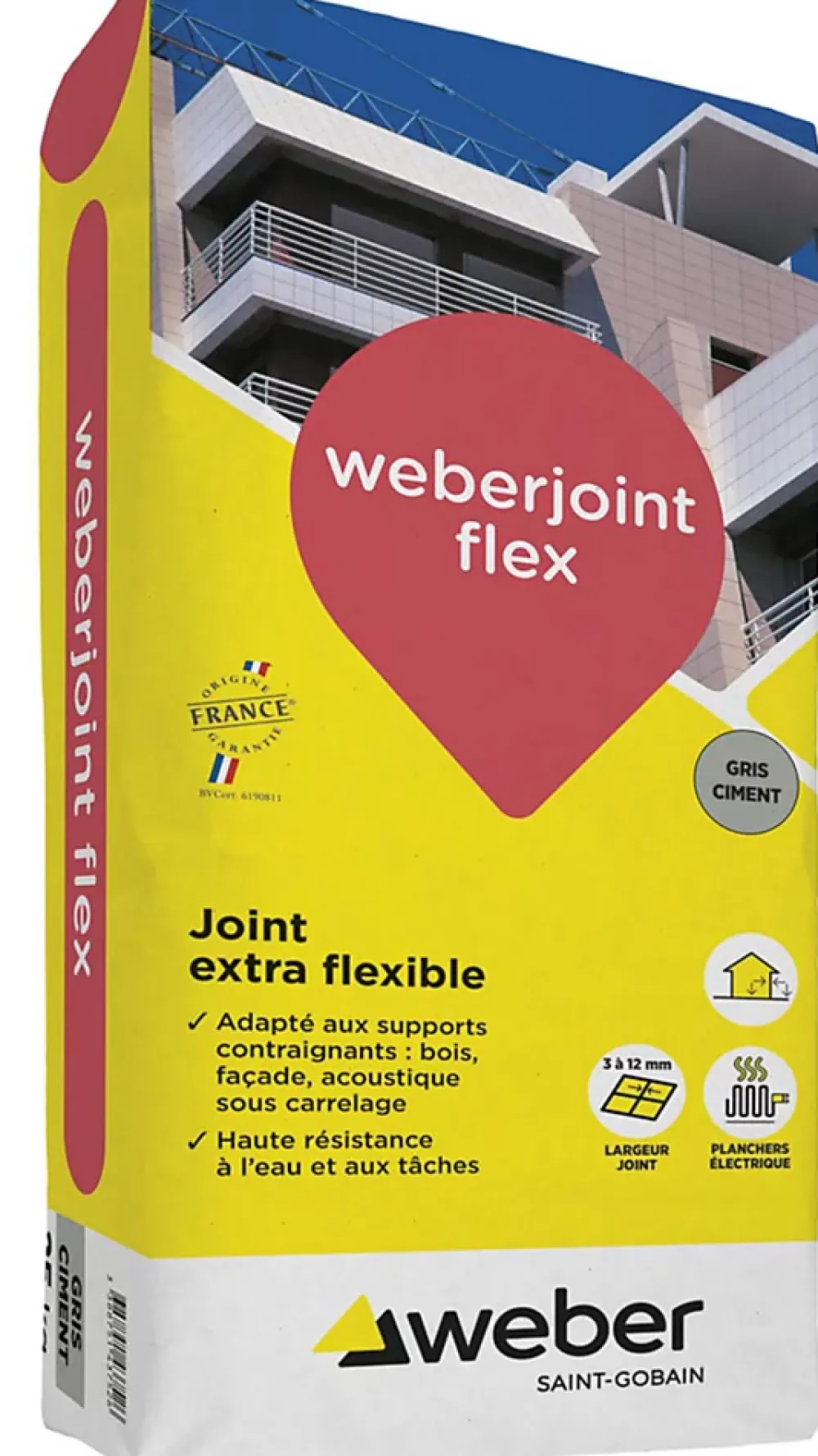 Weber . JOINT FLEX - Sac de 5 Kg - GRIS CIMENT- Joint Carrelage Sol