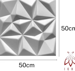 Ikhemalarka 16x - 4m2 panneaux muraux 3D en polystyrène XPS flexibles 50 x 50 cm Revêtement mural et de plafond moderne Rubin White- Panneau Mural Décoratif