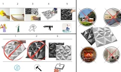 Ikhemalarka 16x - 4m2 panneaux muraux 3D en polystyrène XPS flexibles 50 x 50 cm Revêtement mural et de plafond moderne Rubin White- Panneau Mural Décoratif