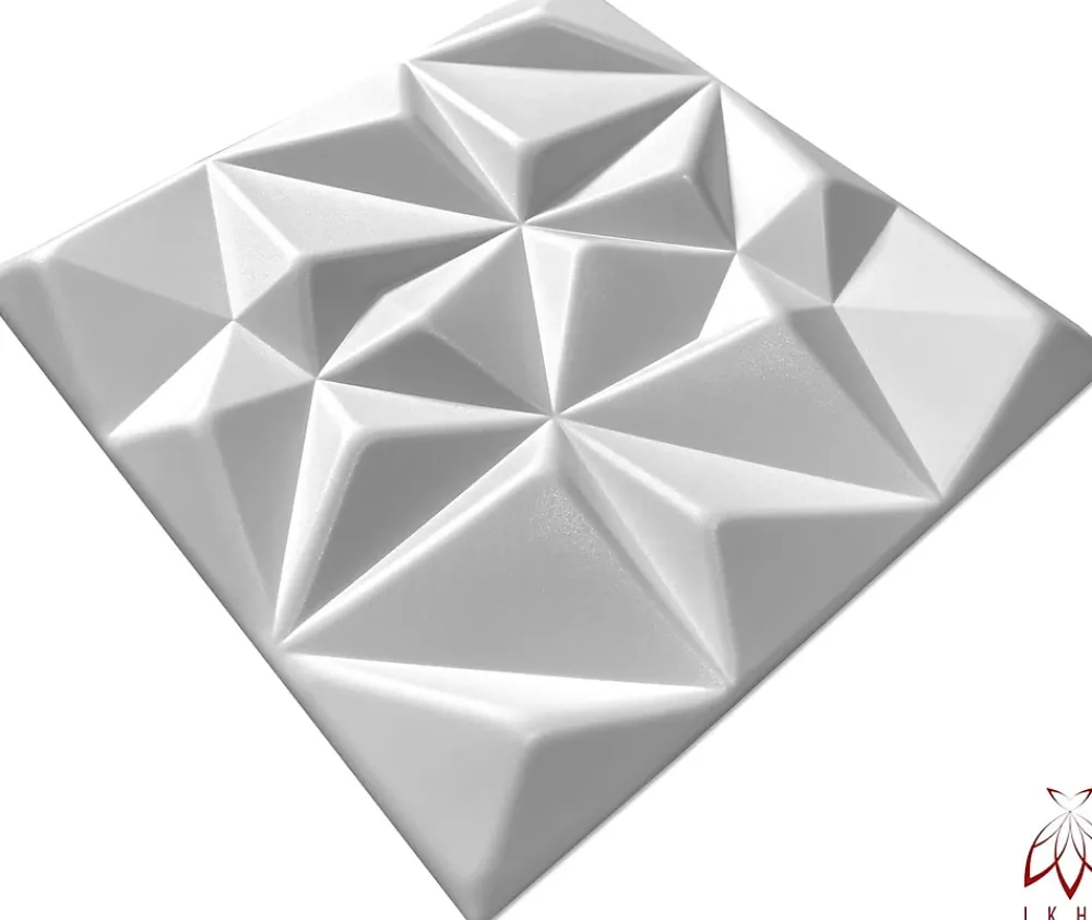 Ikhemalarka 16x - 4m2 panneaux muraux 3D en polystyrène XPS flexibles 50 x 50 cm Revêtement mural et de plafond moderne Rubin White- Panneau Mural Décoratif