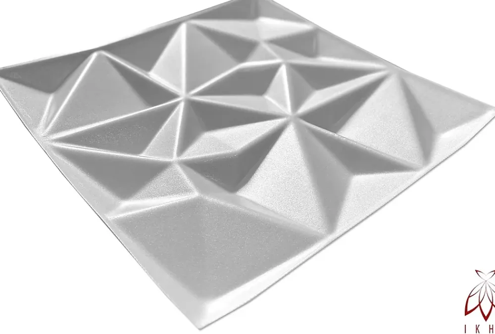 Ikhemalarka 16x - 4m2 panneaux muraux 3D en polystyrène XPS flexibles 50 x 50 cm Revêtement mural et de plafond moderne Rubin White- Panneau Mural Décoratif