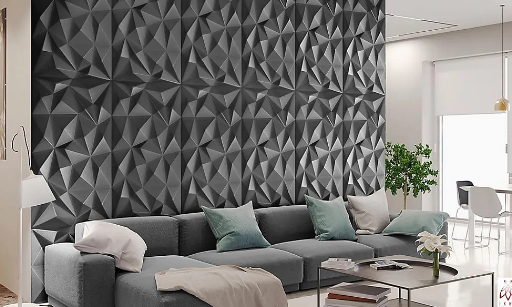 Ikhemalarka Panneau Mural Décoratif<8x - 4m2 panneaux muraux 3D en polystyrène XPS flexibles 100 x 50 cm Revêtement mural et de plafond moderne Brillant Black