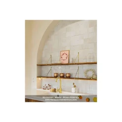 Gioia Materia Zellige Marocain traditionnel couleur : Amande - 43 - format : 5x5 cm sur plaque de 30x30 cm -- Faïence Pour Wc|Faïence Pour Pièce À Vivre